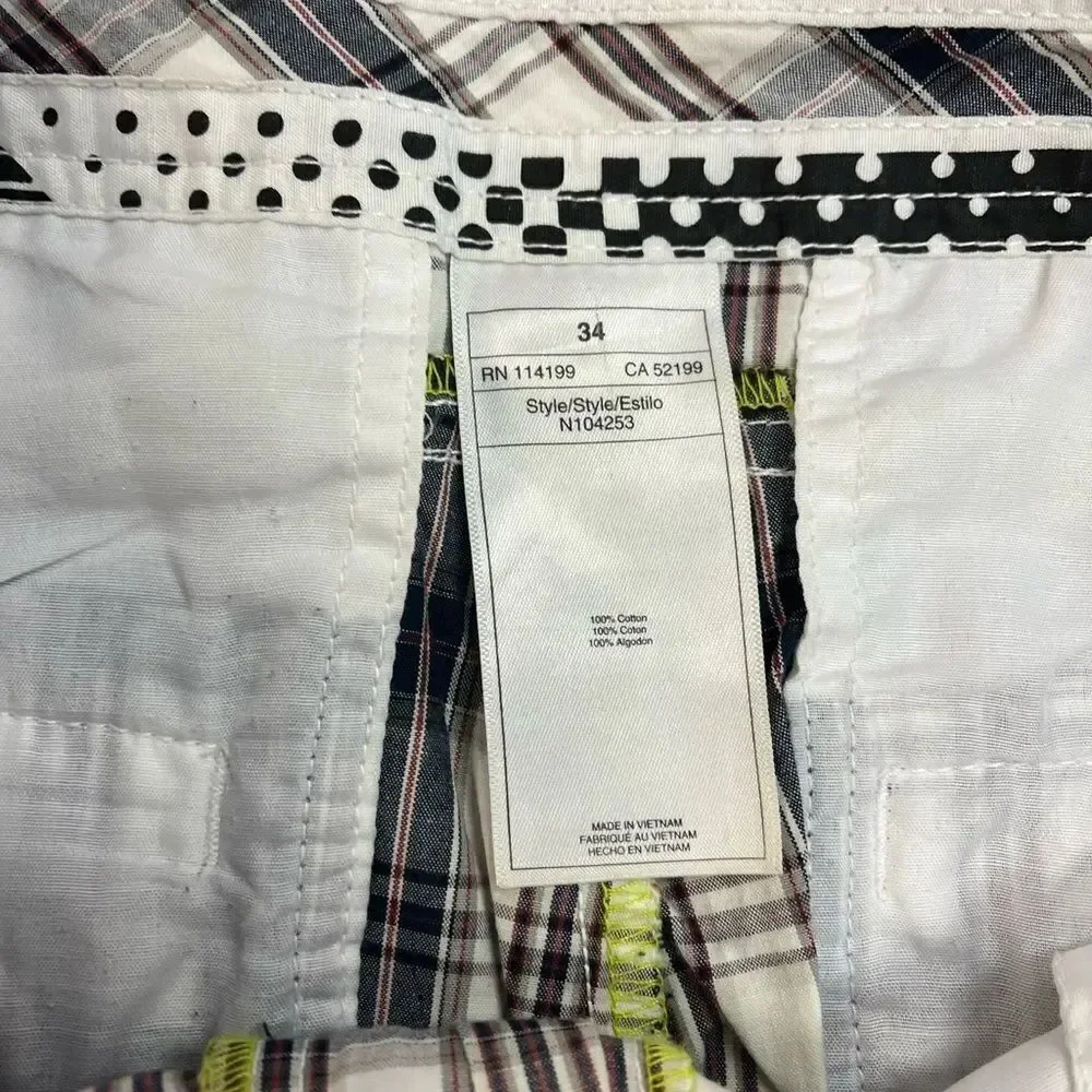 Quiksilver Red White Blue Plaid Bermuda Shorts sz 34